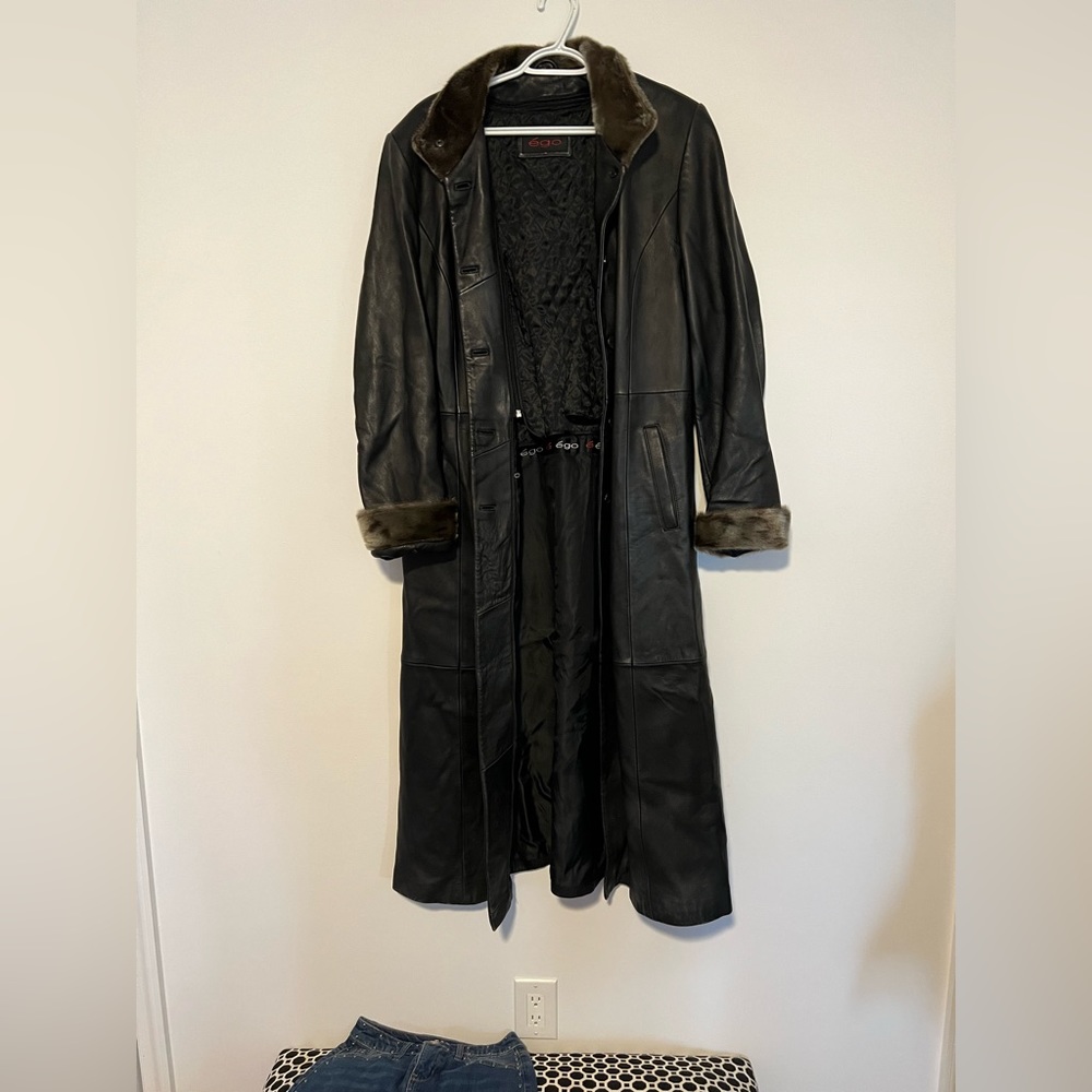 EGO 3xl women long leather jacket
